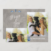 aangepaste kerstfotokaart blauwe versiering feestdagenkaart (Voorkant / Achterkant)