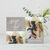 aangepaste kerstfotokaart blauwe versiering feestdagenkaart (Staand voorkant)