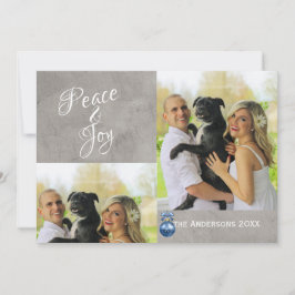 aangepaste kerstfotokaart blauwe versiering feestdagenkaart