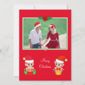 Aangepaste kerstfoto's en cute Elf op rood (Voorkant)