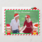 Aangepaste kerstfoto's en cute Elf op rood en wit (Voorkant / Achterkant)