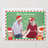Aangepaste kerstfoto's en cute Elf op rood en wit (Voorkant)
