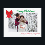 Aangepaste kerstfoto's en kerstfoto's briefkaart<br><div class="desc">Stuur een beetje vakantiewenk met deze postkaart.  Met boog,  anderen met pet.</div>