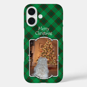 Aangepaste kerstfoto's Lijst rood en groen geplakt iPhone 16 Hoesje
