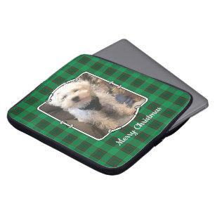 Aangepaste kerstfoto's Lijst rood en groen geplakt Laptop Sleeve