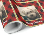 Aangepaste kerstfoto's Lijst rood en zwart Cadeaupapier (Rol Hoek)