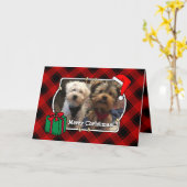 Aangepaste kerstfoto's Lijst rood en zwart Kaart (Gele Bloem)