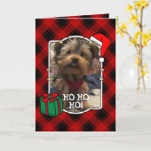 Aangepaste kerstfoto's Lijst rood en zwart Kaart (Gele Bloem)