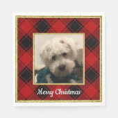 Aangepaste kerstfoto's Lijst rood en zwart Servet (Voorkant)