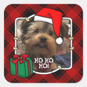 Aangepaste kerstfoto's Lijst rood en zwart Vierkante Sticker (Voorkant)