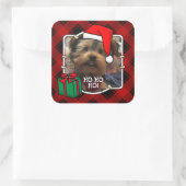Aangepaste kerstfoto's Lijst rood en zwart Vierkante Sticker (Tas)