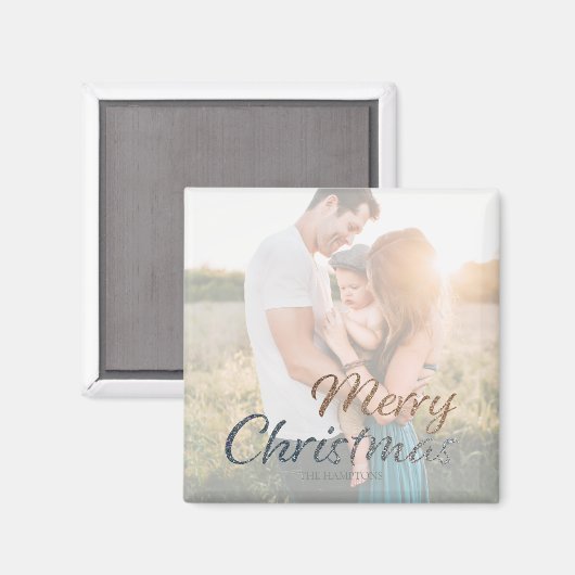 Aangepaste kerstfoto's met Silver & Gold Faux Magneet (Voorkant / Achterkant)