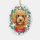Aangepaste kerstfoto's Pet Dog Foto Abriot Poodle Keramisch Ornament (Rechts)