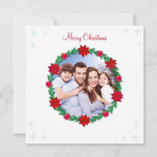 Aangepaste kerstfoto's, pine Wreath en Poinsettias