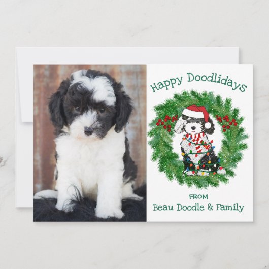 Aangepaste kerstfoto's Sheepadoodle Holiday (Voorkant)