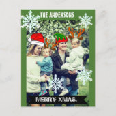 Aangepaste kerstfoto's, sneeuwvlokken en petten me briefkaart (Voorkant)