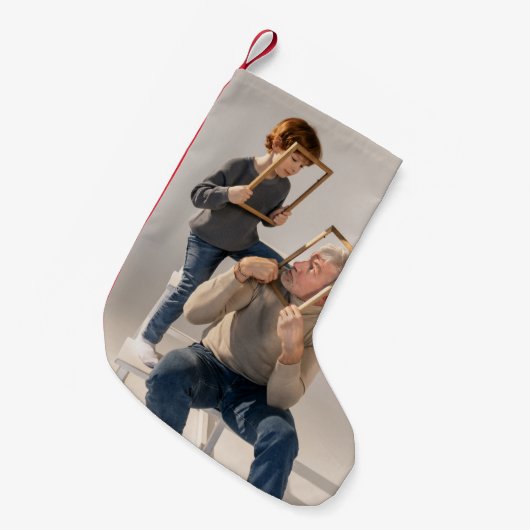 Aangepaste kerstfoto's stoppen kleine kerstsok (Voorkant (Hangend))
