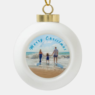Aangepaste kerstfoto's - Uw familiecadeautje Keramische Bal Ornament