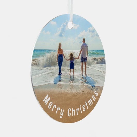 Aangepaste kerstfoto's - Uw familiecadeautje Metalen Ornament (Voorkant Rechts)