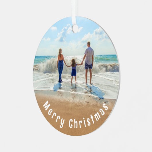 Aangepaste kerstfoto's - Uw familiecadeautje Metalen Ornament (Voorkant links)