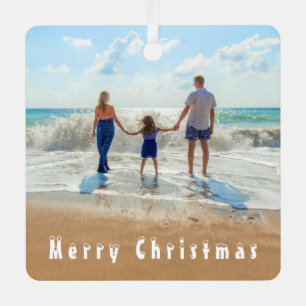 Aangepaste kerstfoto's voor je familie foto's metalen ornament
