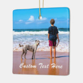 Aangepaste kerstfoto's voor je huisdieren keramisch ornament (Links)