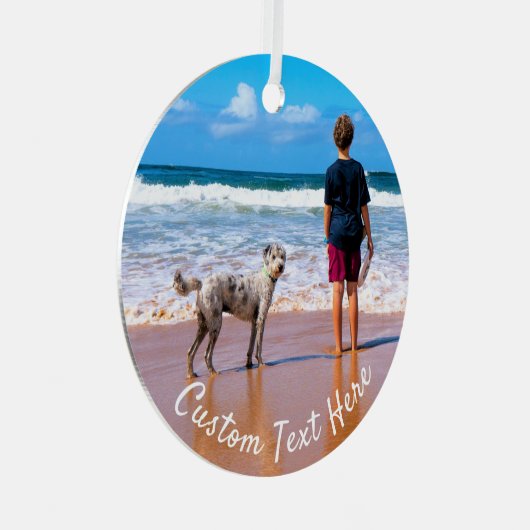 Aangepaste kerstfoto's voor je huisdieren metalen ornament (Voorkant Rechts)