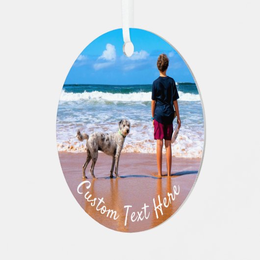 Aangepaste kerstfoto's voor je huisdieren metalen ornament (Voorkant links)