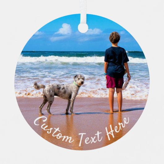 Aangepaste kerstfoto's voor je huisdieren metalen ornament (Voorkant)
