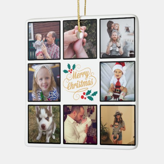 Aangepaste kerstfoto's voor Merry Kerstmis Keramisch Ornament (Links)