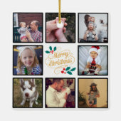 Aangepaste kerstfoto's voor Merry Kerstmis Keramisch Ornament (Achterkant)