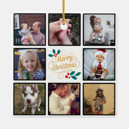 Aangepaste kerstfoto's voor Merry Kerstmis Keramisch Ornament