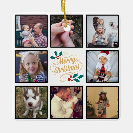 Aangepaste kerstfoto's voor Merry Kerstmis Keramisch Ornament (Voorkant)