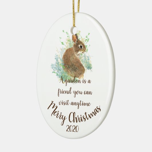 Aangepaste kerstgardening-citaat Bunny Keramisch Ornament (Links)