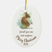 Aangepaste kerstgardening-citaat Bunny Keramisch Ornament (Voorkant)