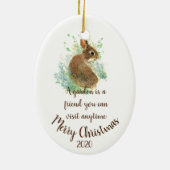 Aangepaste kerstgardening-citaat Bunny Keramisch Ornament (Achterkant)