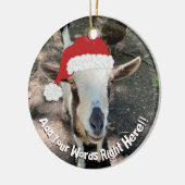 Aangepaste kerstgeit-berichtnaamgeving keramisch ornament (Links)