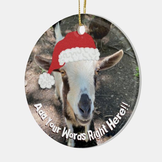 Aangepaste kerstgeit-berichtnaamgeving keramisch ornament (Links)