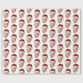 Aangepaste Kerstgezicht Foto Santa Hat Cadeaupapier (Vlak)