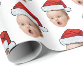 Aangepaste Kerstgezicht Foto Santa Hat Cadeaupapier (Rol Hoek)