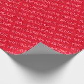 Aangepaste kerstgroet en familienaam cadeaupapier (Hoek)