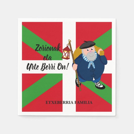 Aangepaste kerstgroet, Olentzero + Ikurriña: Servet (Voorkant)