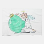 Aangepaste kersthanddoek met kerstangel theedoek (Horizontaal)