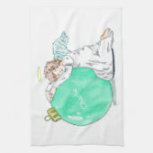 Aangepaste kersthanddoek met kerstangel theedoek (Verticaal)