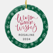 Aangepaste kersthond of kat keepomwille foto keramisch ornament (Achterkant)