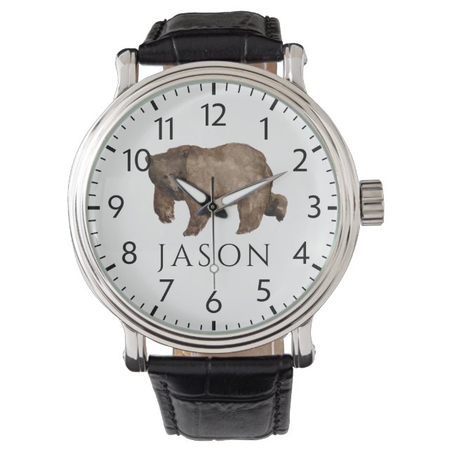 Aangepaste kersthorloge voor jager | Beerontwerp Horloge (Voorkant)
