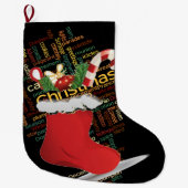 Aangepaste kerstinslag met snoepgoed grote kerstsok (Voorkant)