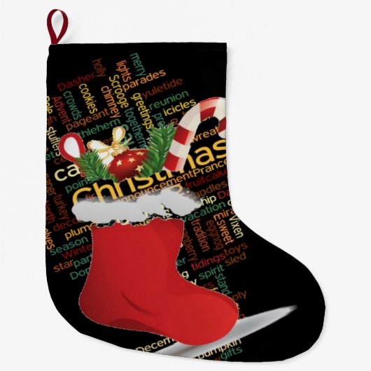 Aangepaste kerstinslag met snoepgoed grote kerstsok (Voorkant)