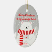 Aangepaste kerstkaart Beer Cute Friend Keramisch Ornament (Rechts)