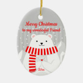 Aangepaste kerstkaart Beer Cute Friend Keramisch Ornament (Voorkant)